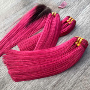 Cheveux humains naturels roses à racines foncées, lisses comme des baguettes, en dentelle, vente en gros, cheveux humains bruts de haute qualité, 100 % naturels - Product Image 4