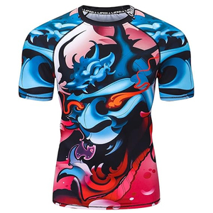 Camiseta de Compresión Personalizada con Diseño de Lobo Sublimado para Hombre, Ropa Deportiva de Secado Rápido para Gimnasio, Fitness, MMA, OEM - Product Image 4