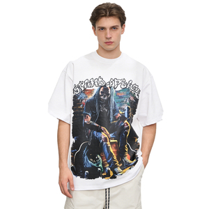 T-shirt imprimé pour homme de haute qualité, col rond, coupe ample, manches courtes, style vintage, tissu tricoté en polyester 250g, transfert thermique - Product Image 3
