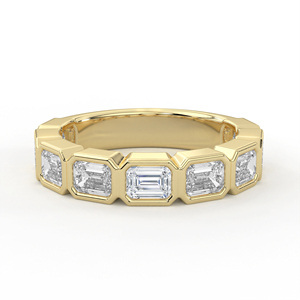 14K 18K Gold 1.98CTW Emerald Cut Lab Grown Diamond Half Eternity Band Bezel Set Stackable Geometric Anniversary Wedding <b>Ring</b> - Product Image 2