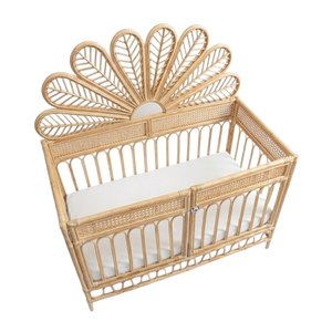Lit bébé en rotin à motif floral, mobilier de chambre d'enfant, prix abordable, haute qualité, prix d'usine, vente chaude, décoration de chambre d'enfant - Product Image 1