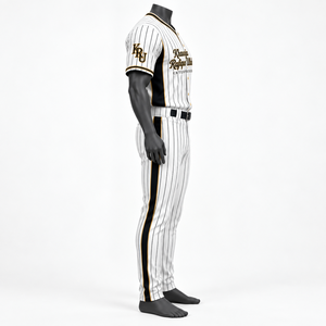 Uniforme de baseball pour hommes Khawaja Rafique Ullah Enterprises, rayé blanc et bleu, polyester respirant, antibactérien, coupe régulière - Product Image 2