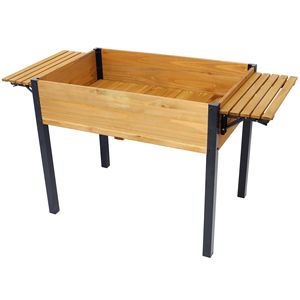 Étagère de rangement pliable avec pieds en métal, jardinières en bois, lit de culture surélevé pour la culture d'herbes fraîches, de légumes et de fleurs - Product Image 1