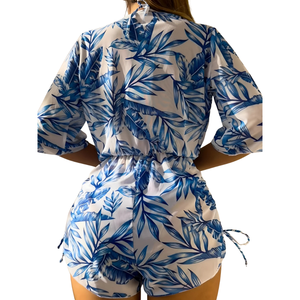 ชุดว่ายน้ำวันพีซชายหาดแขนระบาย คอวี ผ้าเนื้อนุ่ม ยืดหยุ่น ไหล่ระบาย ทรงเรียบง่าย สไตล์รีสอร์ท รับผลิตแบบ ODM OEM และสั่งทำพิเศษ - Product Image 4