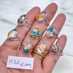 แหวนเงินแท้ 925 ประดับมุกเทอร์ควอยซ์ ดีไซน์แยกชิ้น ขายส่ง เครื่องประดับทำมือ ผู้ผลิตแหวนโบโฮโดยตรง - Product Image 2