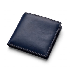 <b>Cheap</b> Price Genuine Leather Slim Fold <b>Wallet</b> Dark Blue Minimalist Style Unisex Multifunctional Short Daily Use From BD - Product Image 2