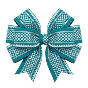 Ruban Jacquard Festif Teal Argenté 31mm de Neelkamal Industries, Ruban Décoratif Tissé pour Artisanat DIY, Nœuds et Décoration Intérieure - Product Image 1