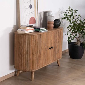 Mueble de almacenamiento de 2 puertas estilo Vandana Autumn Space con bordes redondeados, madera maciza de acacia, Boomer - Product Image 5