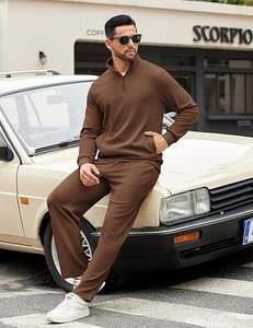 Conjunto Deportivo de 2 Piezas para Hombre, Sudadera con Cierre de Cremallera y Pantalones Deportivos de Pierna Ancha, Chándal a Juego - Product Image 3