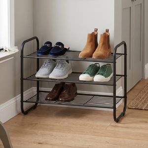 Pristine Convertible 3-Tier Entryway <b>Shoe</b> <b>Storage</b> Shelf Foldable Iron Metal Furniture - Product Image 1