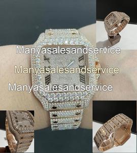 Reloj de Hombre Cuadrado Personalizado con Cristales, Movimiento Automático, Resistencia al Agua de 10 Bar, Correa de Acero Inoxidable con Moissanita - Product Image 2