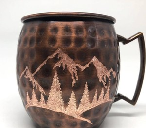 Hammered Copper Moscow Mule <b>Mug</b> With Gold T-Bar Handle Vintage Style Eco Friendly Drinkware Home Use Modernist Hammered - Product Image 4