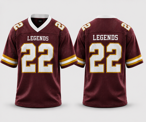 เสื้อฟุตบอล Legends Maroon Mesh หมายเลข 22 คอวี ระบายอากาศได้ดี ชุดกีฬาผู้ชาย ทรงปกติ แขนสั้น - Product Image 1