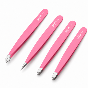 Wholesale <b>Pink</b> Eyebrow Tweezers <b>Set</b> Stainless Steel Precision Hair Removal Beauty <b>Tools</b> - Product Image 2