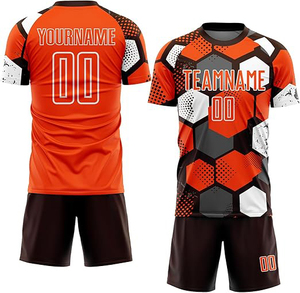 Maillot de sport d'été personnalisé pour hommes, respirant, en polyester, col en V, ensemble complet d'uniformes de football, kits de football d'été OEM pour adultes - Product Image 1