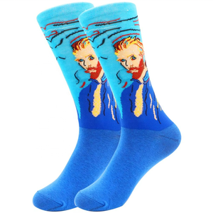 Chaussettes fantaisie personnalisées en gros, série d'art et de peintures à l'huile célèbres, chaussettes pour hommes, chaussettes tendance – Offre spéciale - Product Image 1