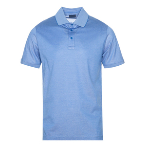 Polo de Piqué de Algodón Azul Claro para Hombre, Manga Corta, Color Sólido, Informal, Transpirable, de Punto, Corte Regular - Product Image 1