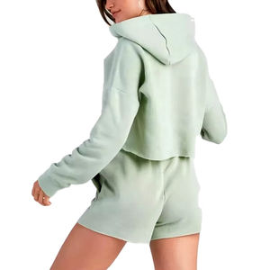 Conjunto de Dos Piezas para Mujer, Top Corto y Pantalones Cortos, Sudadera Corta Personalizada con Media Cremallera - Product Image 4