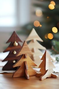 Décoration de Noël rustique en bois, sapin de Noël artisanal en bois naturel pour table, élégant centre de table festif pour la maison, le bureau - Product Image 5