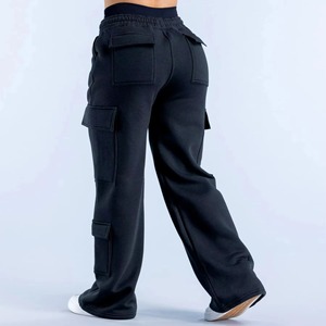 Women's Casual High Waist Joggers Loose Fit Straight Leg Draped <b>Trousers</b> with Elastic Waist <b>Drawstring</b> Solid Pattern Pants - Product Image 2