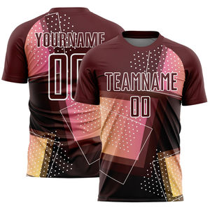 เสื้อฟุตบอลพิมพ์ลายตารางหมากรุกสีดำแดง ยูนิเซ็กซ์ แขนสั้น คอวี ระบายอากาศได้ดี ผลิตจากโพลีเอสเตอร์ ป้องกันแบคทีเรีย ด้านหน้า - Product Image 1