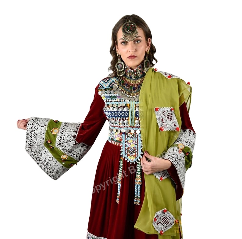chinese dress ladies Afghani Embroidered Dress