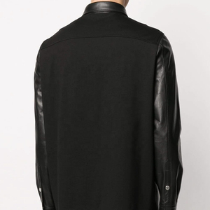 Customizable Design Men's Loose Bottom 100% Leather Shirt with Horn Buttons Eco-Friendly Anti-Bacterial Windproof & Breathable - Product Image 5