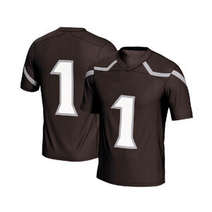 Camiseta de Fútbol Americano Sublimada Personalizada, Cuello en V, Manga Corta, Absorbe la Humedad, Número 1 del Equipo, Azul Marino, Malla Transpirable - Product Image 3