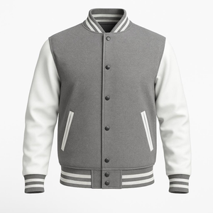 Chaqueta Varsity para Hombre en Oferta, con Cierre de Botones a Presión, Diseño Clásico de Dos Tonos, Tela Suave y Cómoda, Estilo Casual Urbano - Product Image 1