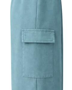 Pantalones Deportivos Cargo de Pierna Ancha Color Azul Cielo para Mujer, Cintura Elástica, Pantalones Casuales de Felpa, Corte Holgado, Ropa Urbana, Cómodos para Invierno - Product Image 5