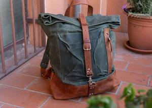 Leather Canvas <b>Backpack</b> for <b>Travel</b> School Laptop <b>Bag</b> Wholesale Bulk OEM Custom Logo Manufacturer LCB-0061 - Product Image 4