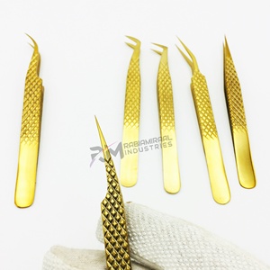 RMI Diamond Grip Stainless Steel High Quality Anti-Static Precision Eyelash Extension Tweezers Custom Logo Plasma Gold Tweezer - Product Image 6
