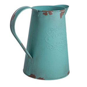 Antique White Metal Jug Vase French Style Decorative Pitcher For <b>Dried</b> Flowers Farmhouse Kitchen Decor And Living Room Accents - Product Image 3