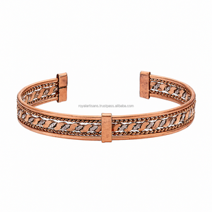 Handcrafted <b>Copper</b> Magnetic Bracelet with Chain Inlay China Modern Sculpture - Product Image 1
