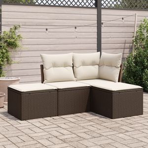 Ensemble de canapés de jardin modulaires en rotin PE marron de taille moyenne, collection de meubles de jardin élégants - Product Image 1