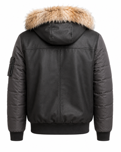 Veste matelassée d'hiver personnalisée haut de gamme avec capuche en fausse fourrure, style streetwear décontracté, fermeture éclair, très chaude, pour homme et femme - Product Image 2