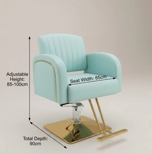 Sillón de Salón Moderno y Elegante en Verde Menta y Dorado, Sillón de Peluquería Hidráulico de Cuero Premium con Base Cuadrada Resistente para Salones de Alta Gama - Product Image 6