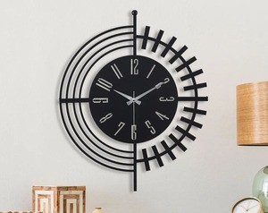 Modern Rectangular Iron Wall <b>Clock</b> <b>Black</b> Minimalist Design Silent Mechanical Movement Needle Display Hourly Chiming Wedding - Product Image 1