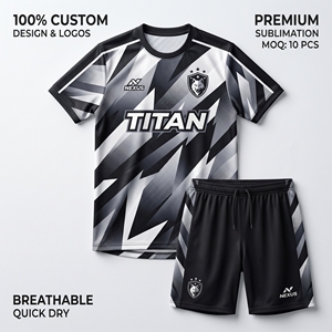 Kit de football de haute qualité 100% polyester, uniforme d'équipe personnalisé, maillot de football respirant à col en V, impression par sublimation numérique - Product Image 2