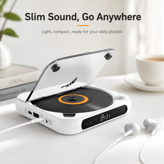 Portable MP3 CD Player with Wireless Audio for Home HiFi Desk Use Rechargeable Custom Logo OEM Factory