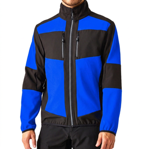 Men's <b>Red</b> Black Color Blocking Fleece <b>Jacket</b> Stand Collar Zipper Front Windproof Casual Autumn Wear - Product Image 6