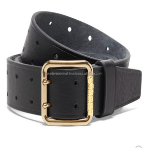 Hecho de cuero texturizado de calidad superior, marrón negro natural cuero de vaca, cinturón informal de cuero a la moda para hombre, hebilla de doble pasador de latón - Product Image 4