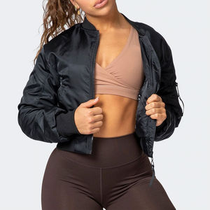 Chaqueta Bomber de Vuelo para Mujer con Logotipo Personalizado OEM, Alta Calidad, Impermeable, Tallas Grandes, Nuevo Diseño, Chaquetas Bomber Cortas para Gimnasio, Personalizadas - Product Image 5