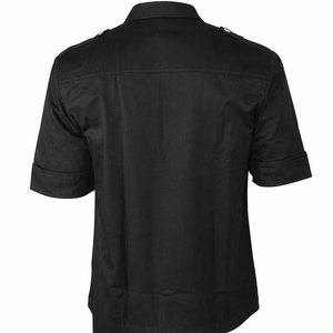 Customized <b>Men's</b> Gothic Industrial Short-Sleeve Shirt - Black Metal & Zipper Detail Top Factory Supplies - Product Image 5