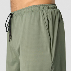 Men's Sage Green <b>Running</b> <b>Shorts</b> <b>With</b> Inner <b>Liner</b> Quick Dry Elastic Waist - Product Image 4