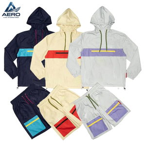 Chaqueta Cortavientos y Pantalones Cortos Casuales de Estilo Hip-Hop Moderno para Exteriores, con Paneles en Contraste, Bloques de Color Personalizados, Transpirables, Resistentes al Agua y al Viento - Product Image 1