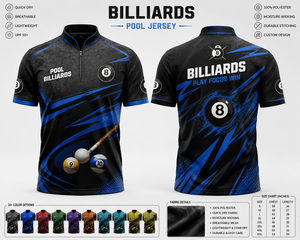 Camiseta de Billar Personalizada, Sublimada, para Equipo, de Secado Rápido, Transpirable, 100% Poliéster, con Logotipo Personalizado, Fabricante de Ropa Deportiva OEM ODM - Product Image 1