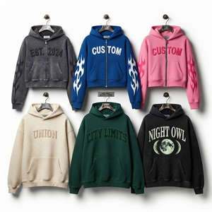 Oversized <b>Hooded</b> <b>Zip</b>-Up Fleece Sweatshirt Men's Casual Autumn Wear Rainbow Custom Logo Front Polyester/Cotton Knitted Digital - Product Image 6