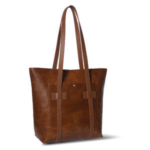 กระเป๋าโท้ทหนังวินเทจสีน้ำตาล กระเป๋าสะพายไหล่สไตล์เรโทร ปิดด้วยซิป ความจุขนาดใหญ่ เหมาะสำหรับการเดินทาง ช้อปปิ้ง และใส่แล็ปท็อป - Product Image 5
