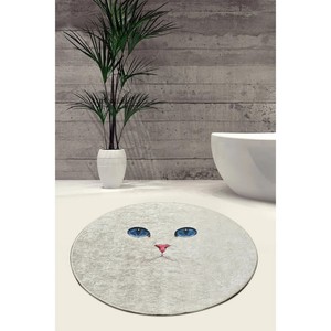 Round White <b>Cat</b> Face Bath <b>Mat</b> With Blue Eyes Digital Print Non-Slip Rubber Backing Home Decor Novelty Floor <b>Mat</b> - Product Image 6